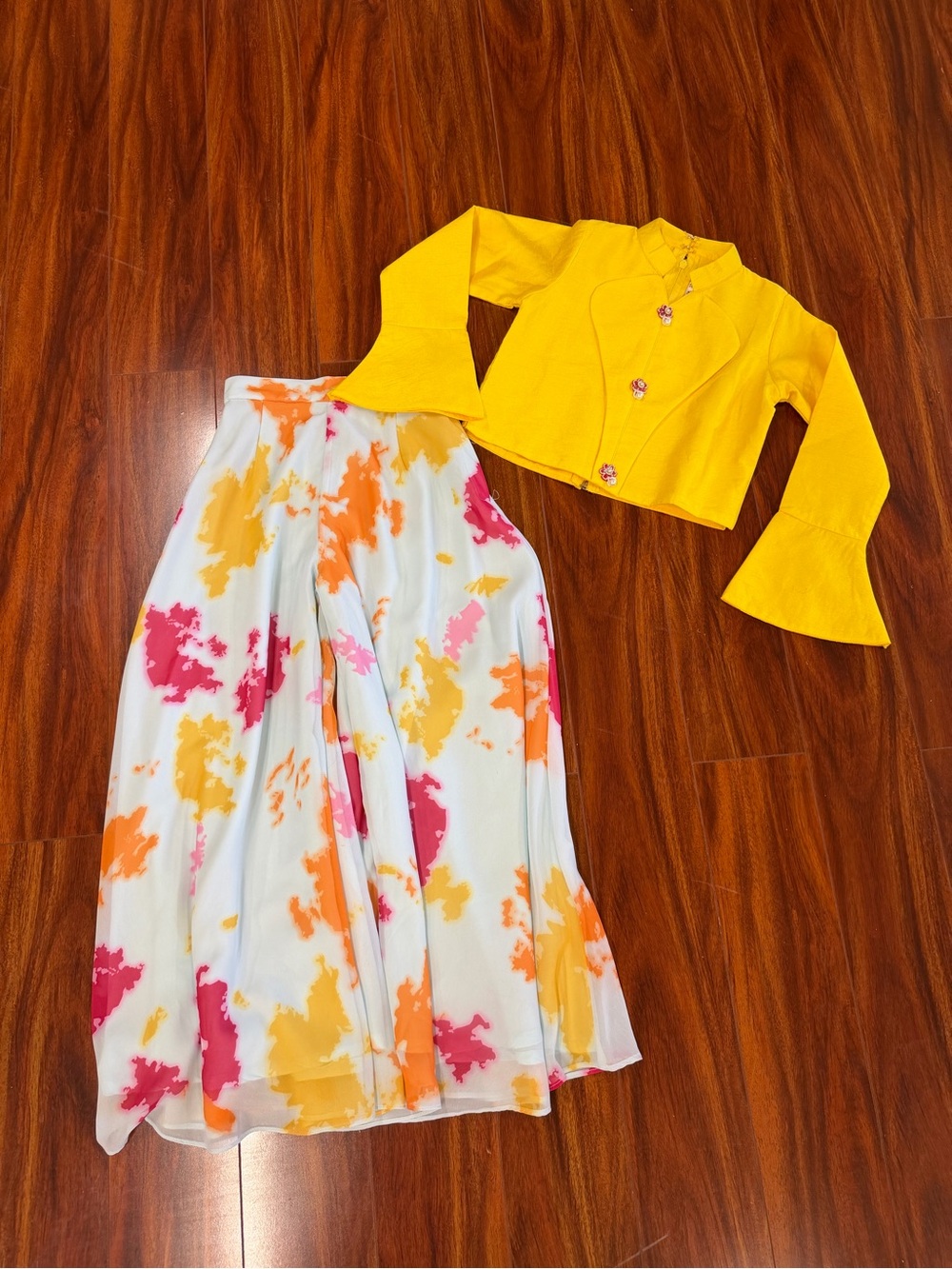 Kids Lehenga Choli Multi-Color Floral Skirt Set